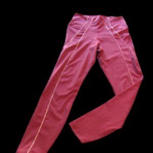Nike Capri Dri Fit Yoga Paints, Burgand w/ Light Pink Glitter Stripe, Size M.